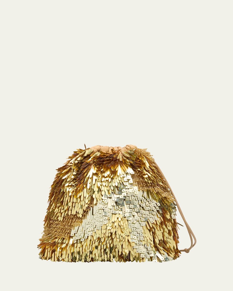 Celeste Sequined Drawstring Shoulder Bag